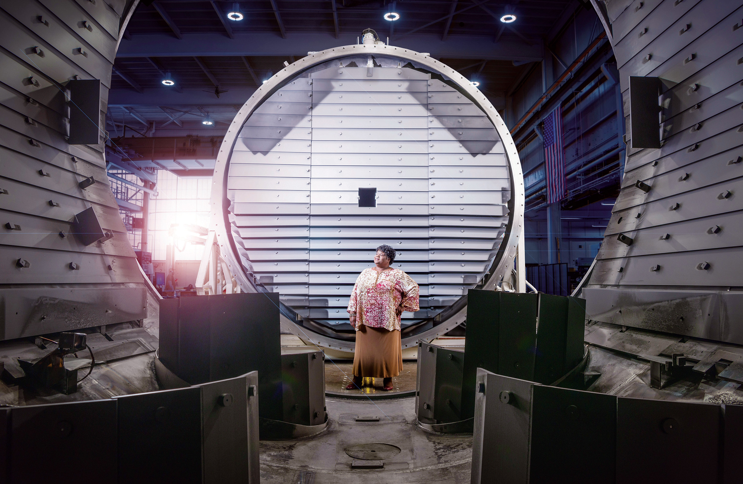 Cynthia Calhoun standing in a text facility