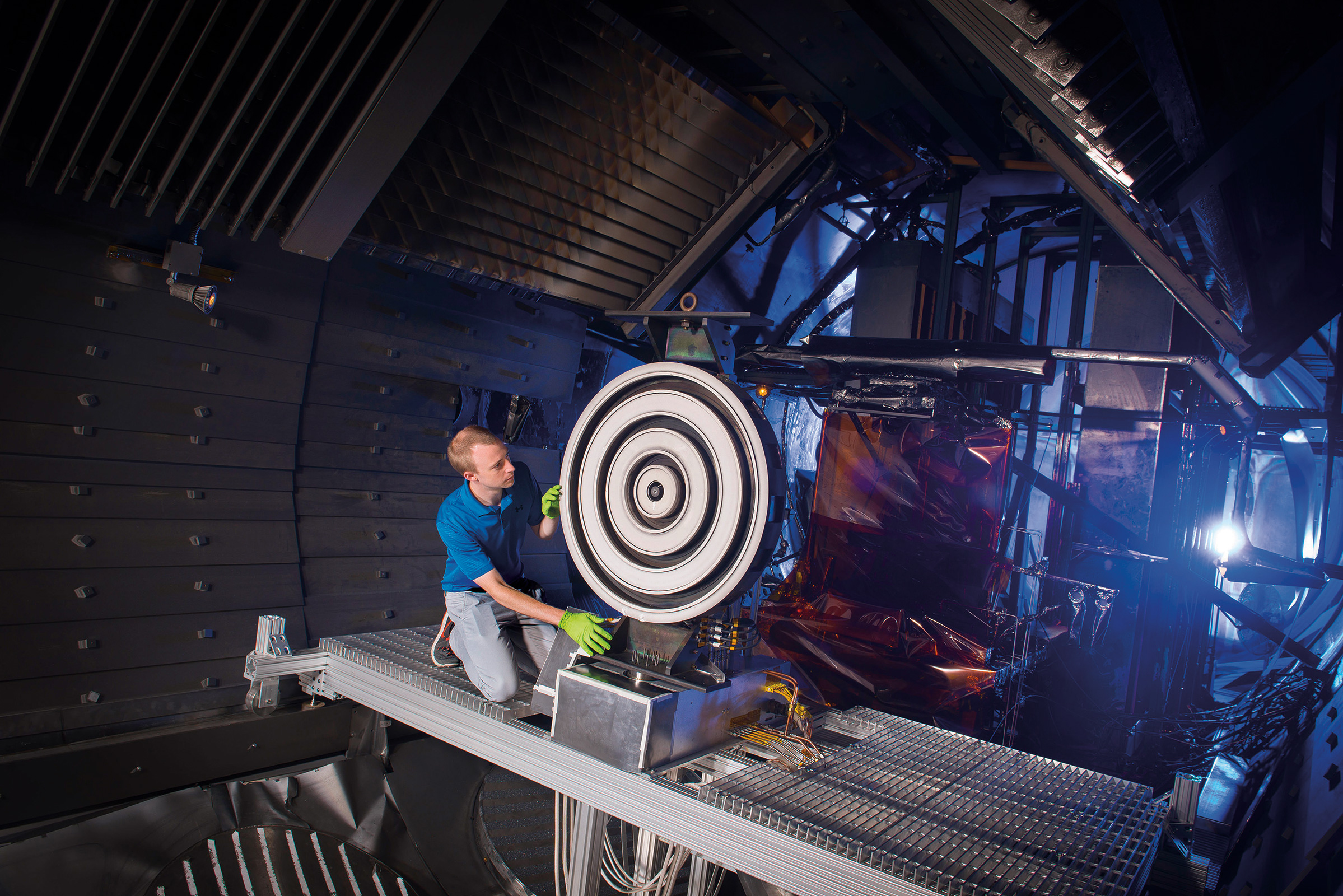 Man testing a thruster